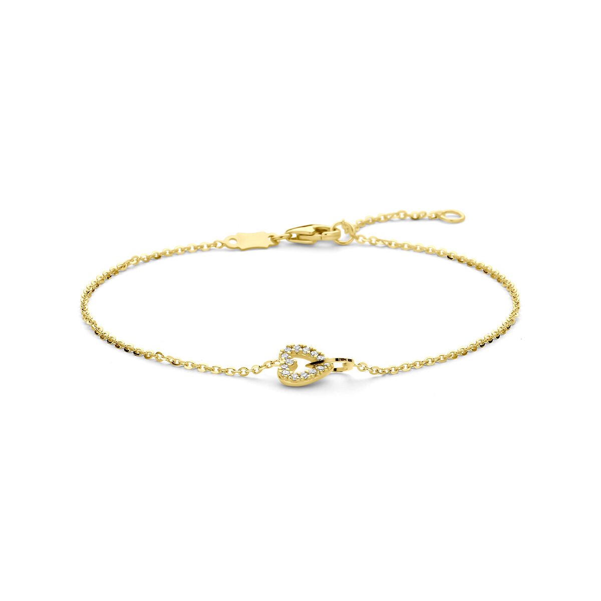 14K geelgouden armband hartje zirkonia 16 - 18 cm - 4034628