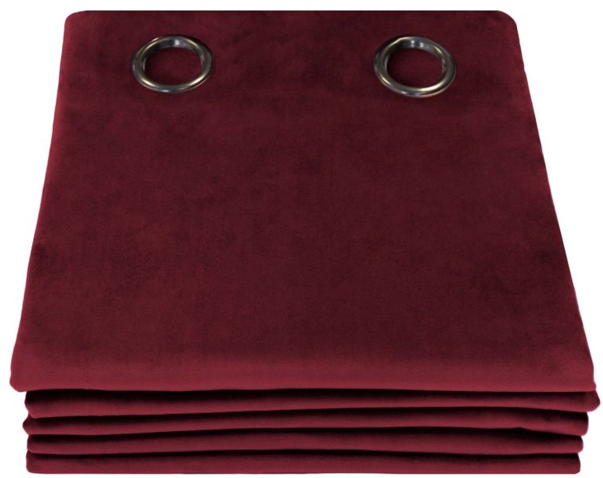 MOONDREAM LumenControl™ Totaal Verduisteringsgordijn | Licht+Zonwering | 100% Ondoorzichtig | EU-fabricaat | Fluweel | Oogjes | Rood MC214 | 135 x 260 (BxH) cm