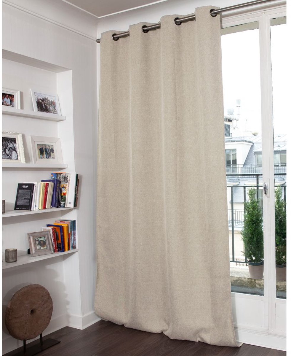 Moondream DecibelControl™ 3in1 Anti-Ruisgordijn | Geluidsisolatie | Thermo Winter+Zomer | 100% Verduisterend | Gepatenteerde Technologie | EU-fabricaat | Oogjes | Beige MC632 | 130 x 260 (BxH) cm