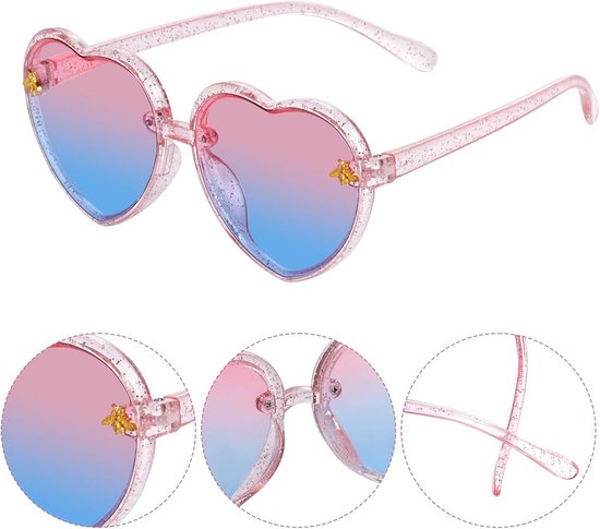 Set van 3 Hartvormige Zonnebrillen voor Kinderen - Strandfeest Accessoires — afbeelding 5