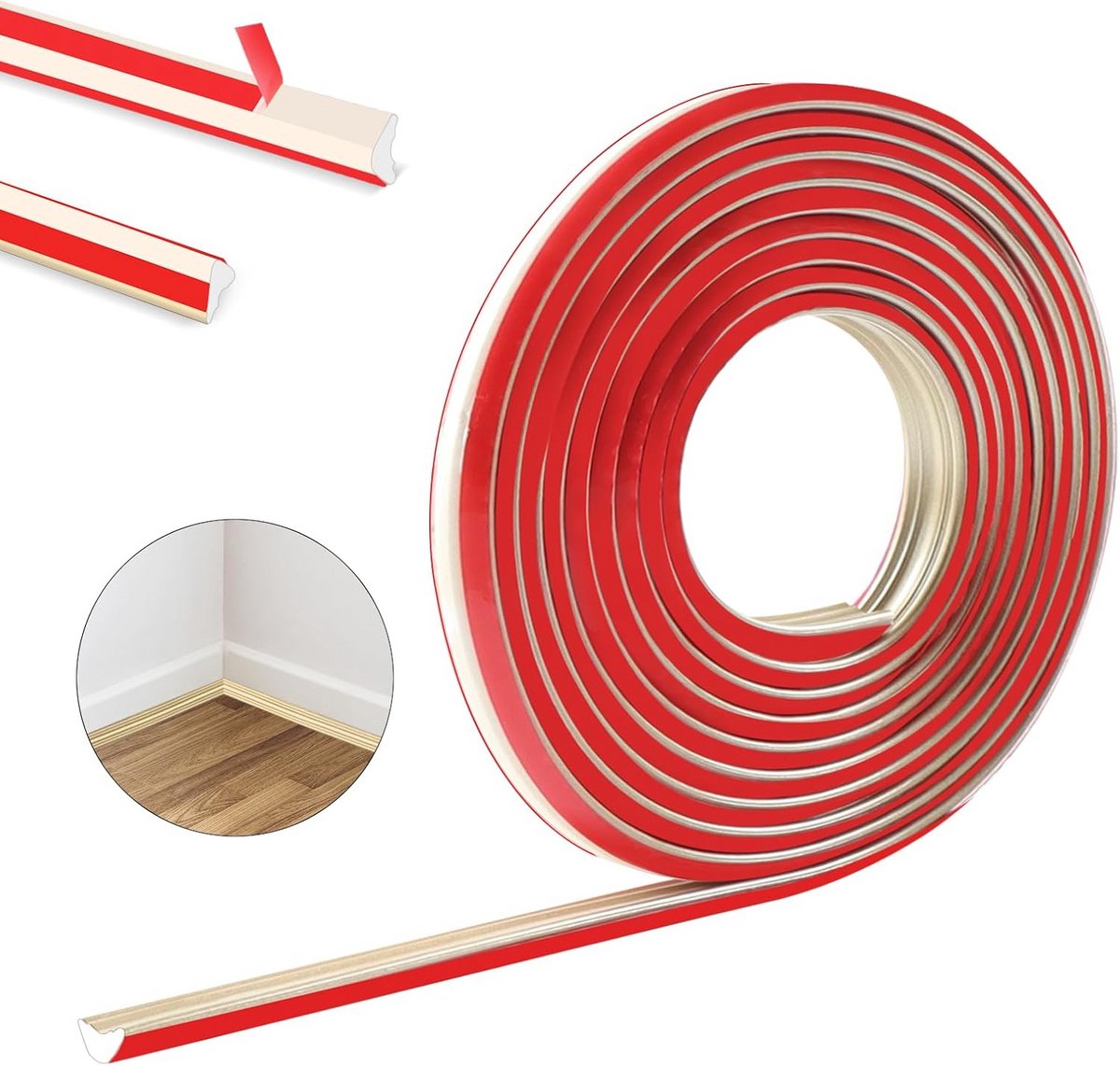 Zelfklevende Decoratieve Sierstrip voor Hoeken en Randen, Flexibele PVC Afwerking in Champagne Goud, 300 cm