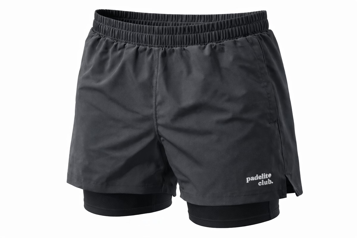 Padelito Club | Sportbroek | Short | Padel Broek | Heren | Dubbellaags | Kleur zwart | Maat XL