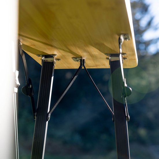 EveBase® Flex Bamboe Campingbankje - Tuinbankje - Bankje - Vouwbankje Buiten - Kampeerbankje - Inklapbaar - Weersbestendig - Met Opbergtas - 100 x 27 cm van Evebase — afbeelding 5