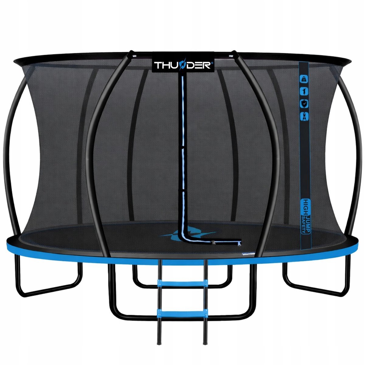 Thunder Trampoline 366 cm – Ronde Tuintrampoline – Max. 150 kg – Met Ladder – Blauw