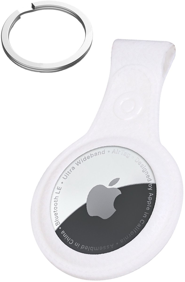 Hoesje Geschikt voor Apple AirTag 2-Sleutelhanger Hoesje Leer - Sleutelhanger Hoes Hoesje Geschikt voor Apple AirTag 2e generatie Case - Wit