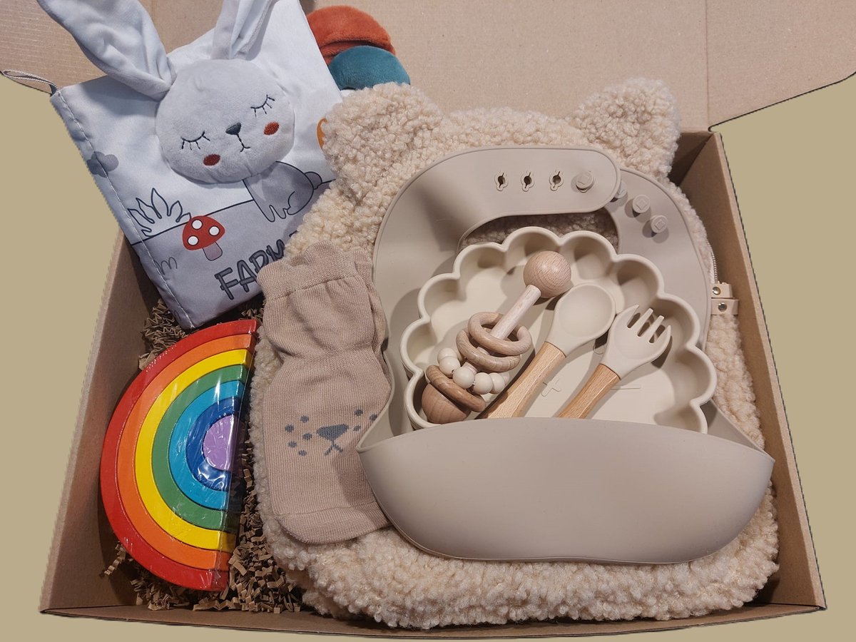 Kraamcadeau meisje / jongen - Beige geschenkset - Babyshower cadeau - Verlofgeschenk - Babygeschenkset