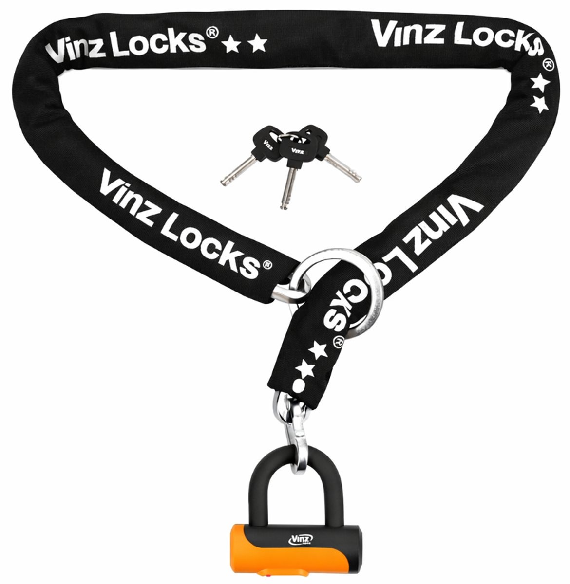 Vinz Kunyang Combinatie Kettingslot 100 cm x 12 mm / Fietsslot
