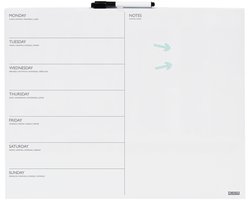 DESQ® Weekplanner - Whiteboard - Frameloos - Magnetisch - Droog Uitwisbaar - Verticale indeling - 40 x 50 cm