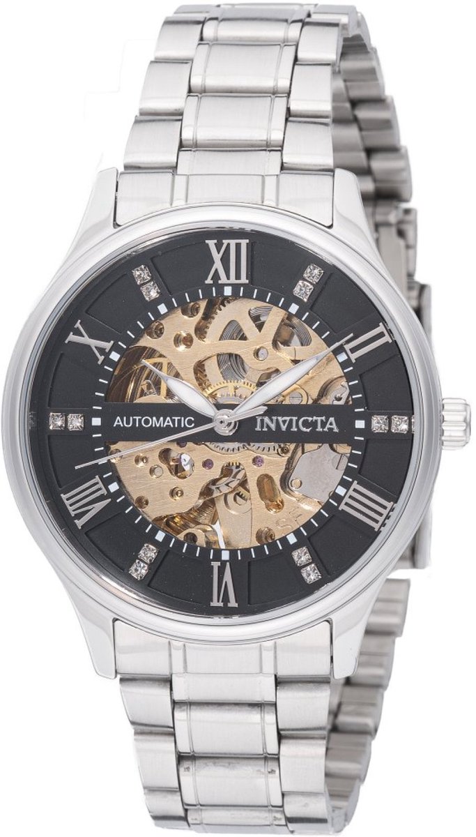Invicta Objet D Art 69118 Heren Horloge - Waterdicht - Analoog - Automatisch Uurwerk - Roestvrij Staal met zwarte Wijzerplaat - 40mm