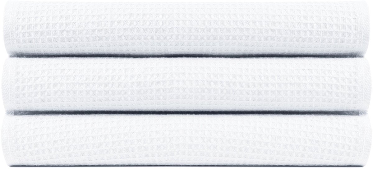 4 stuks theedoek Wafelstof 50x50 cm Uni Pure Wit col 1