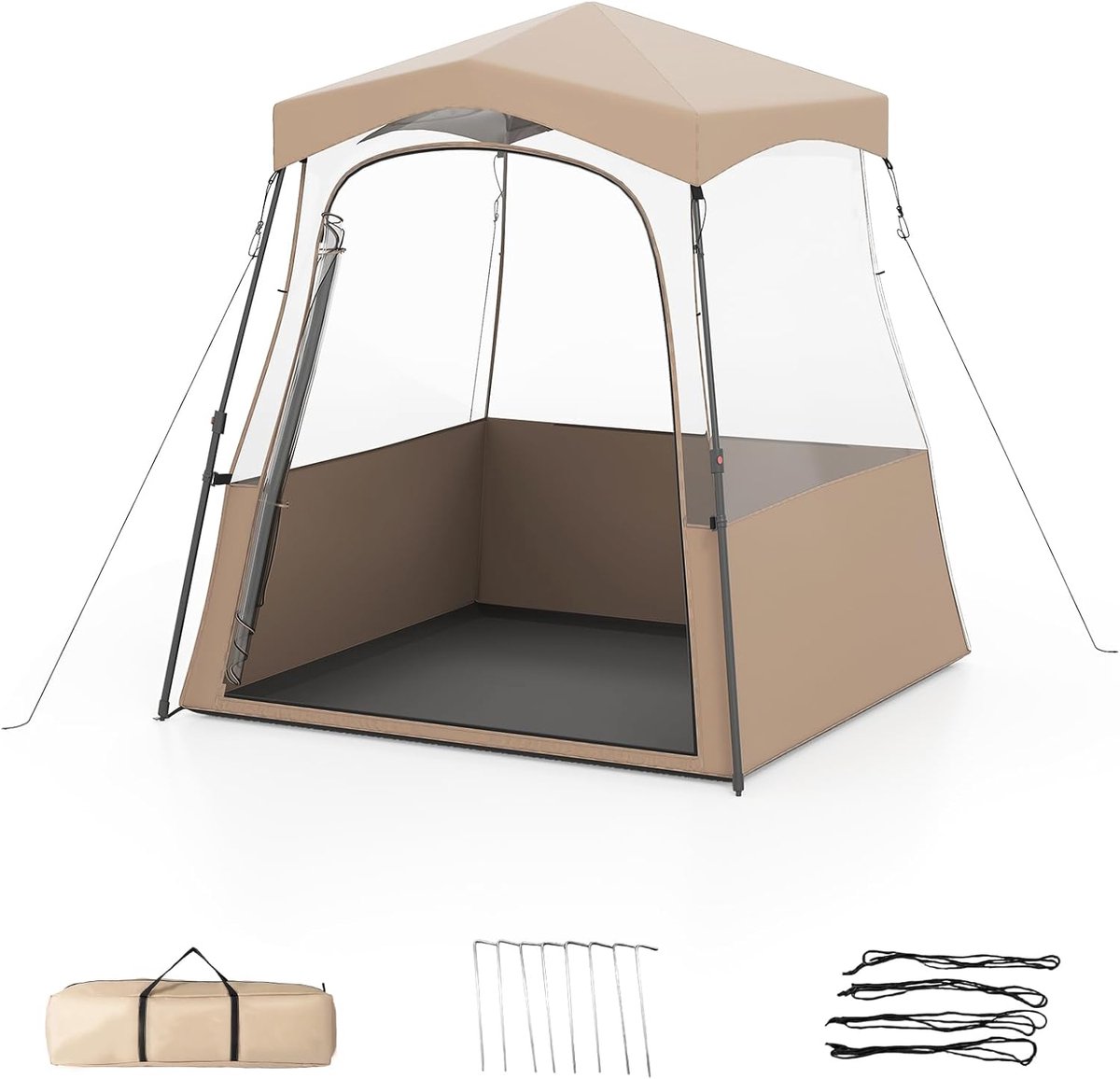 KOMFOTTEU Pop-up tent, transparante sporttent met weerbestendig dak, metalen haringen, windtouwen en draagtas, stabiele bubbeltent, beschermtent voor sportevenementen, vissen, 181 x 182 x 191,5 cm