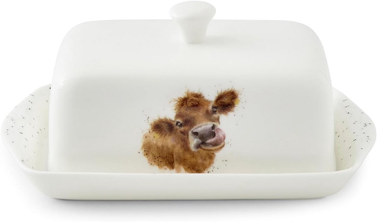 Landelijke Boterdoos met Koeienafbeelding - Keramiek