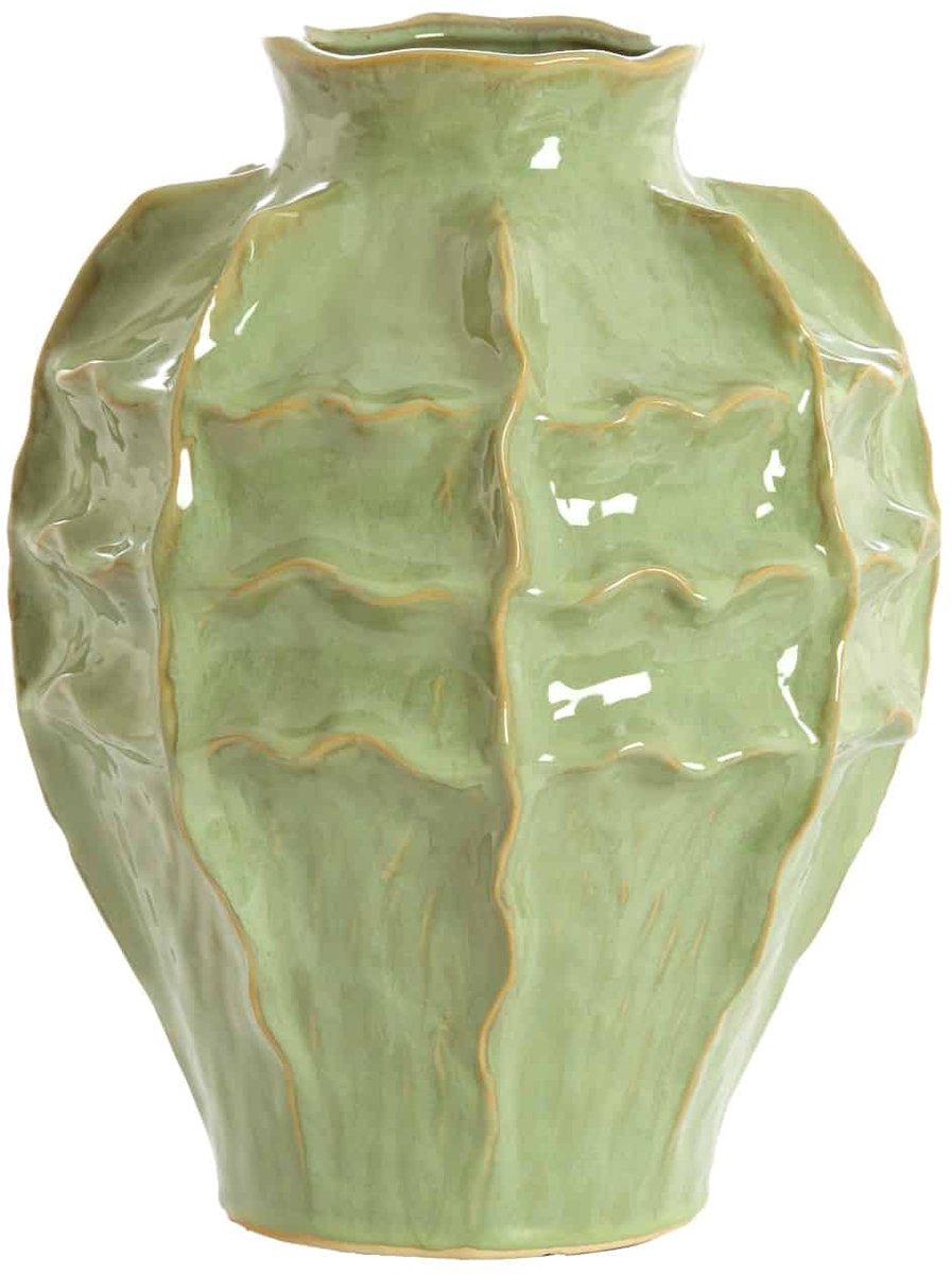 Light & Living Vaas Loseto - Groen - Ø26x35cm - Keramiek - Modern - Bloemenvaas - Woondecoratie - Decoratieve vaas voor woonkamer of slaapkamer