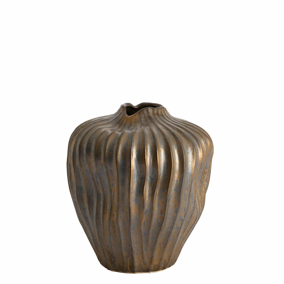 Vaas Vechhia - Antiek Brons - Ø30x35cm - Keramiek - Modern - Bloemenvaas - Woondecoratie - Decoratieve vaas voor woonkamer of slaapkamer - Moederdag - Moederdag cadeautje - Moederdag cadeau voor mama