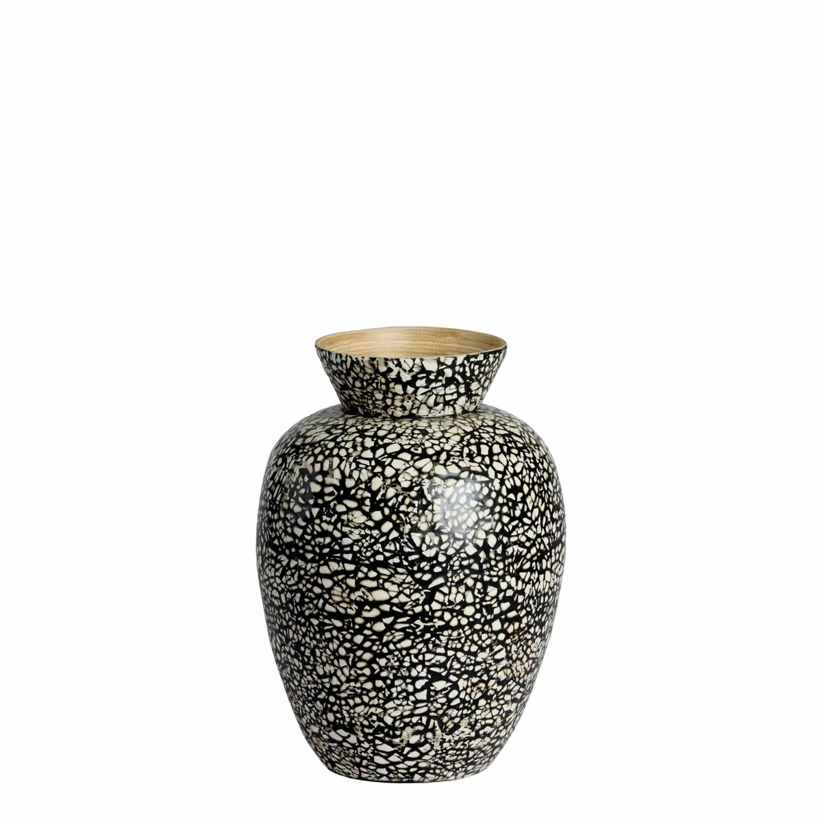 Light & Living Vaas Lera - Crème - Ø22x31cm - Bamboe - Modern - Bloemenvaas - Woondecoratie - Decoratieve vaas voor woonkamer of slaapkamer Wit