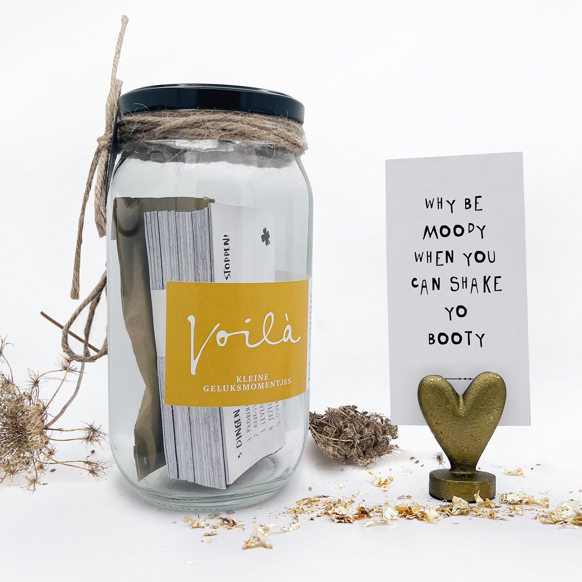 Voila gifts and more Kleine geluksmomentjes - Pot met 80 kaartjes - Cadeau