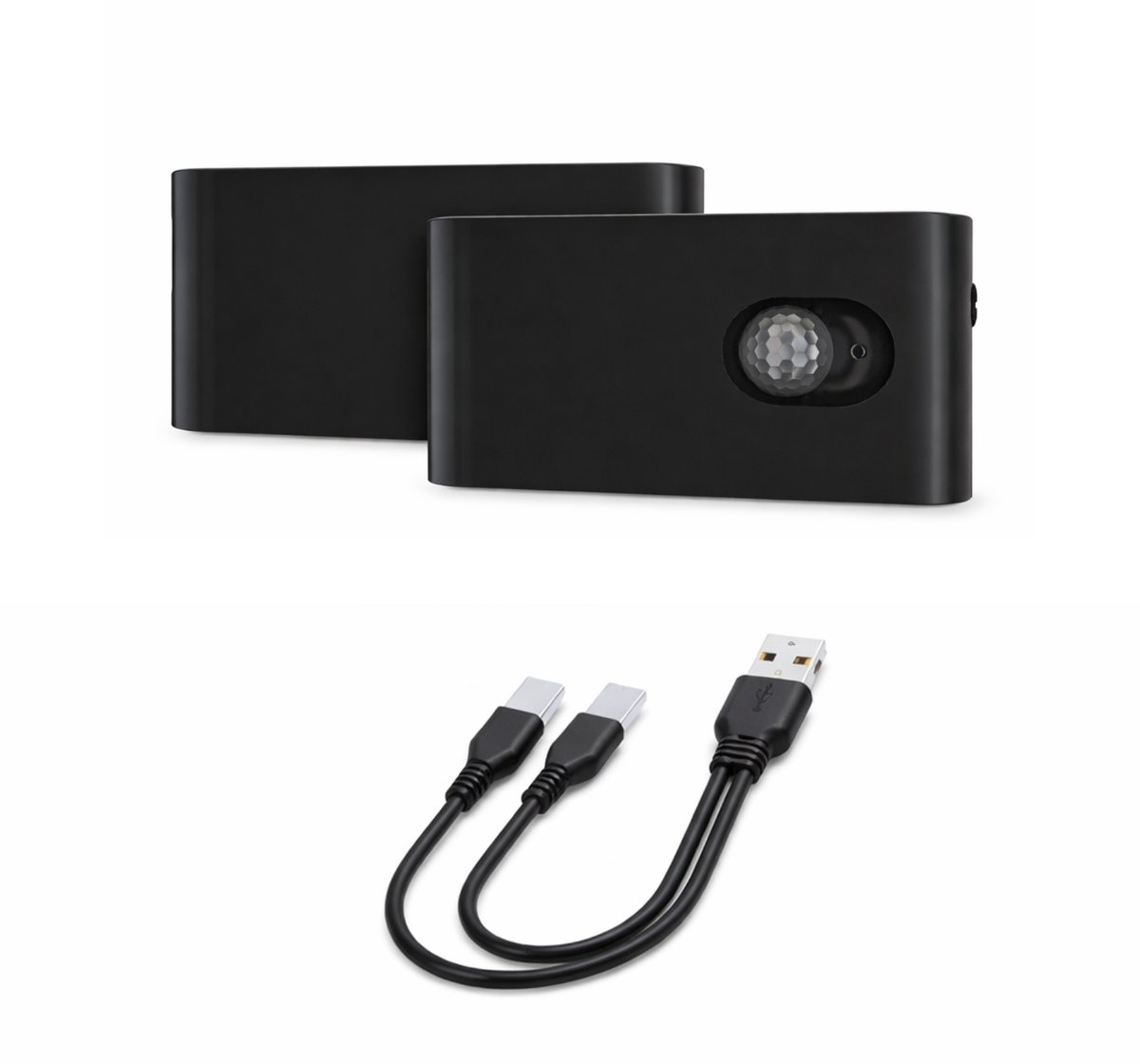 Oneproduct Kastverlichting - Set van 2 - USB-C Oplaadbaar - Bewegingssensor - Zwart