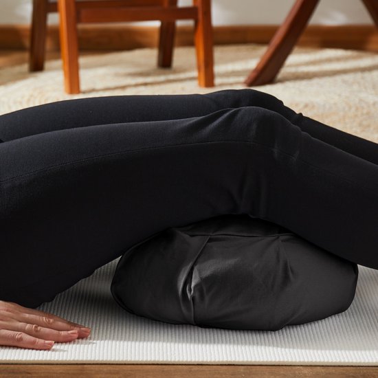 #DoYourYoga - Yoga kussen - »Ganesh« - halve maan meditatiekussen met bio-organische Spelt vulling - 45x30x14 cm - zwart van #DoYourYoga — afbeelding 5