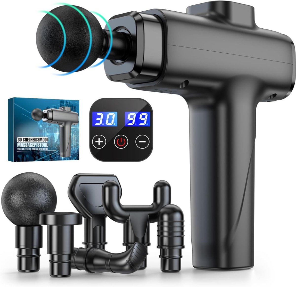 SCH® Massage Gun Professioneel - Massage Gun - Zwart - 15cm x 10cm x 7cm