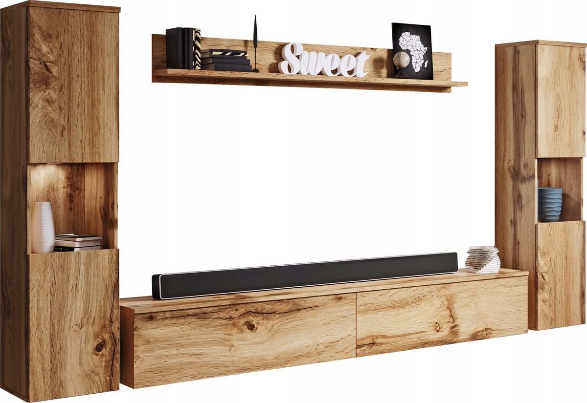 ModernHome Living - Woonwandset - Mat afwerking - LED-optie - Dąb Wotan