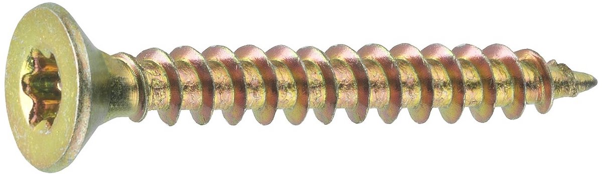 Universele Schroeven 3.0 x 25 mm Geel Verzinkt met Verzonken Kop en TX-aandrijving 1 kg Grootverpakking