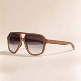 Dzukou Oblique - Lunettes de soleil en bois pour hommes - Lunettes de soleil polarisantes - Bamboe - Bois - UV400 - Verres gris