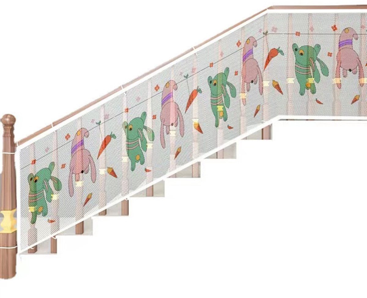 "2 Meter" Kinder Veiligheidsnet voor Trap & Balkon – Nylon Beschermnet – Binnen & Buiten – Duurzaam en Wasbaar – Valbeveiliging voor Baby’s & Peuters
