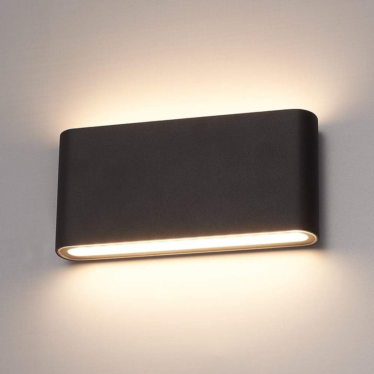 LED Wandlamp Zwart Aluminium 12W IP54 Up & Down Licht Warm Wit Dimbaar Binnen en Buiten