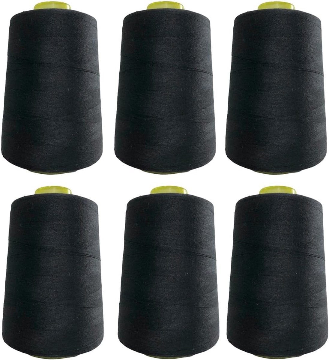 6 Grote Rollen Sterk Polyester Naaigaren voor Naaimachine en Handwerk (4500 Meter Zwart)