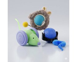 Bundel (3 in 1) Kattenballen Muis Kattenspeelgoed - Speelbal - Slimme Speelset voor Katten & Kittens - USB‑C Oplaadbaar - Stimuleert Jachtinstinct - Elektrische Kattenbal - Automatisch Bewegend Speeltje voor Poezen - Intelligentie