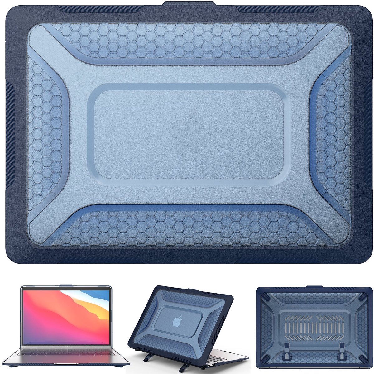 Turtle Shift Laptopcover Shield geschikt voor MacBook Air 13' inch - 2020 en 2018 - A2337 / A2179 / A1932 - Blauw