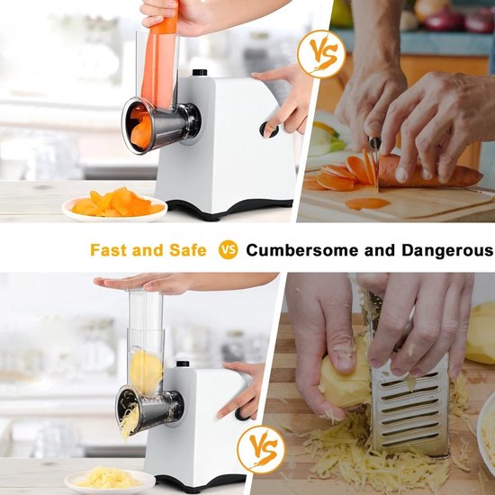 Groentesnijder - Snijmachine - Groentensnijder electrisch - 5-in-1 Groentesnijmachine - Groenterasp - Kaasrasp - Groente Slicer - Multifunctionele Keukenmachine. — afbeelding 4