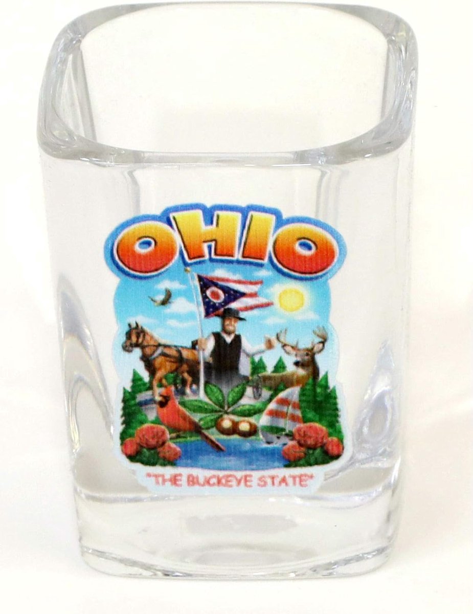 Zeldzaam Vierkant Shotglas Souvenir Met Statensymbool Decoratie
