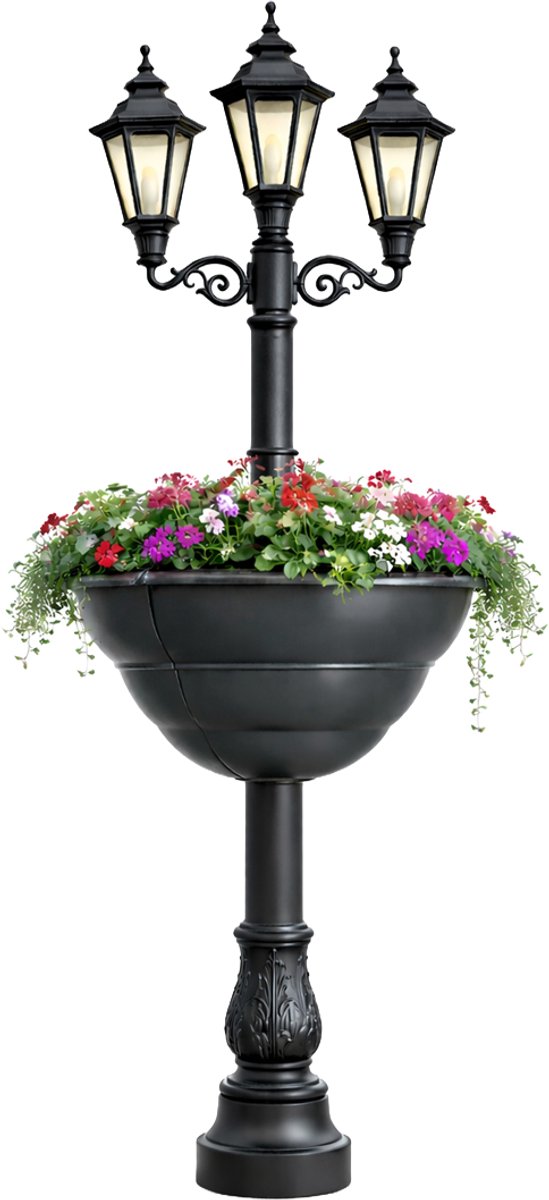 Elezza Lanterna Lantaarnpaal Bloembak Ø66 x H32 cm - Antraciet - Paalbeugel Ø14 cm