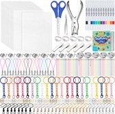 350-Delig Krimpfolie Knutselpakket - 30 Krimp Folie Vellen 15*10cm met Oorbel Haakjes/Karabijnhaak Sleutelringen/Gaatjestang/Hangers - Krimpie Dinkie Dimpie DIY Knutselen Pakket voor Jongens/Meisjes - Sieraden/Oorbellen/Sleutelhangers Armbandje Maken