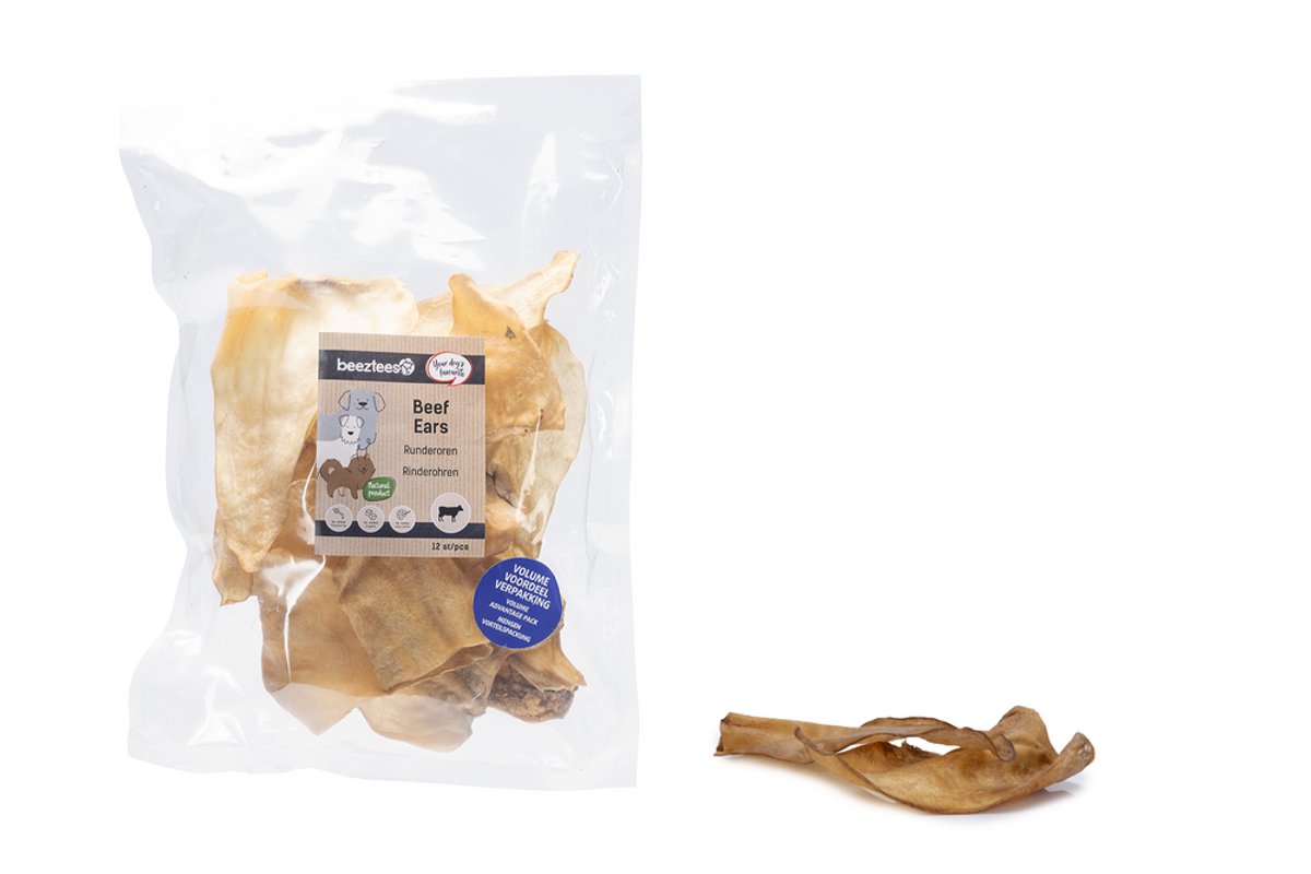 Beeztees Runderoren - Hondensnacks - Voordeel 12 stuks