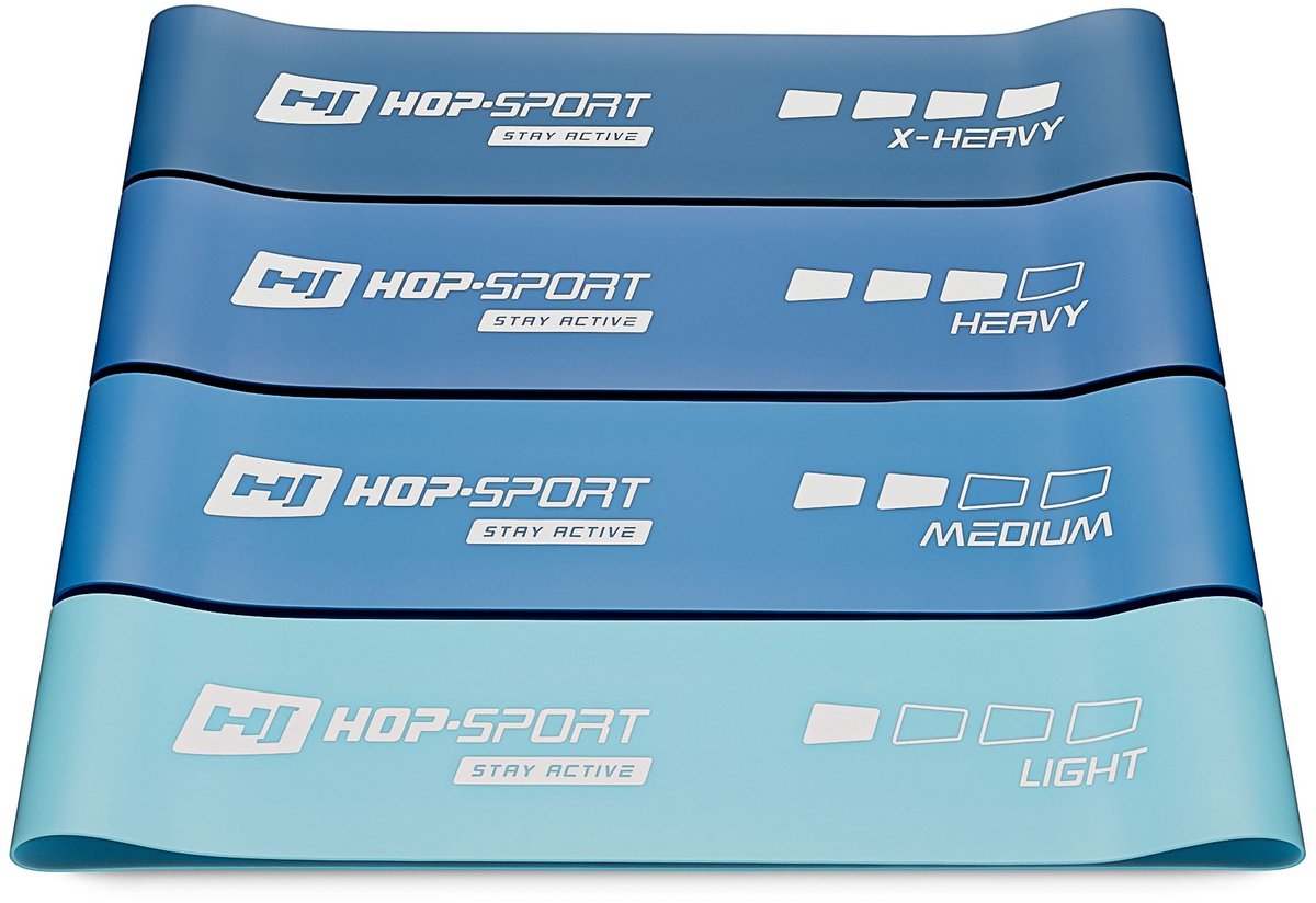 Hop Sport HS-L675RLB – Weerstandsbanden Set – 4 Weerstandsniveaus – 4,5–19 kg – 100% Latex