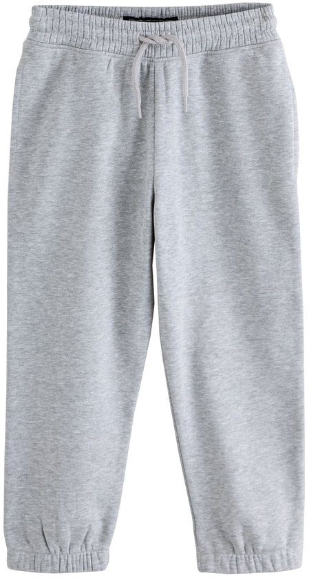 Lichtgrijze joggingbroek met trekkoord, elastische tailleband en boorden.