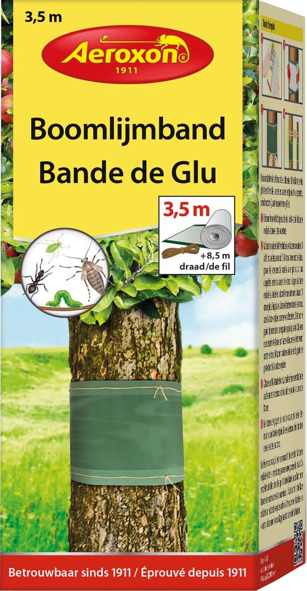 Aeroxon - Boomlijmband - Planten en bomen beschermen - Tegen rupsen, mieren, bladluizen en andere insecten - 3,5 m lijmband + 8,5 m draad