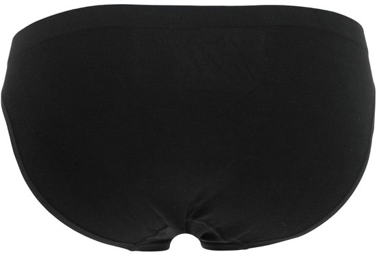 Zwarte slip met logo op de tailleband, van achteren gezien.