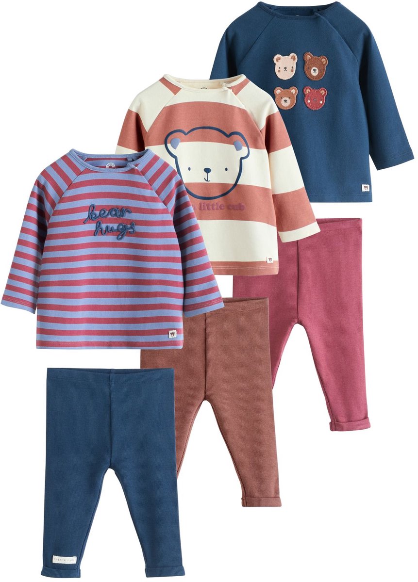 Next - Jongens - Set van 6 babytops en leggings - Blauw