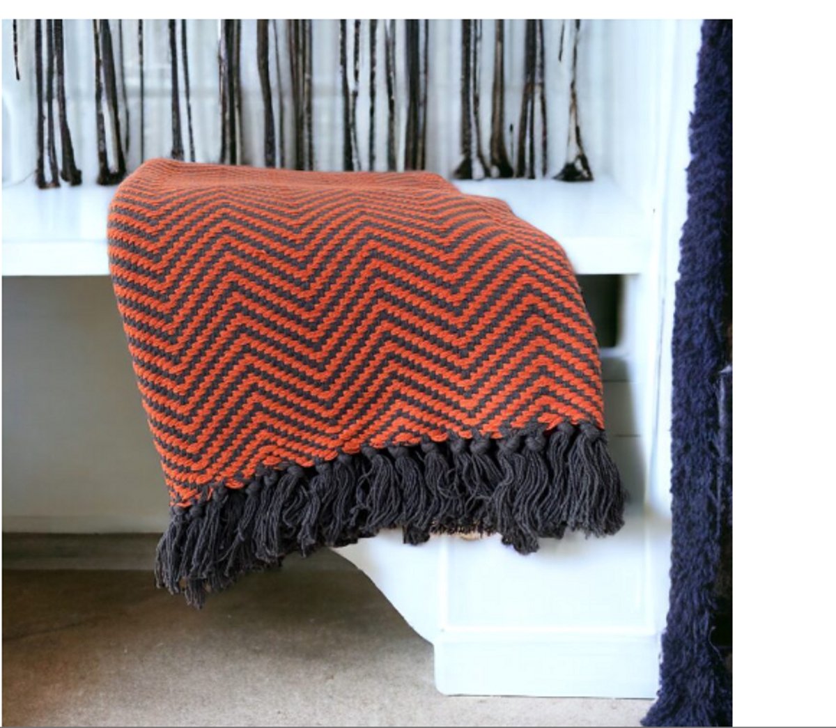 FAB Home Handgemaakte Deken Plaid Oranje Zwart 180x130cm Oranje/rood zwart