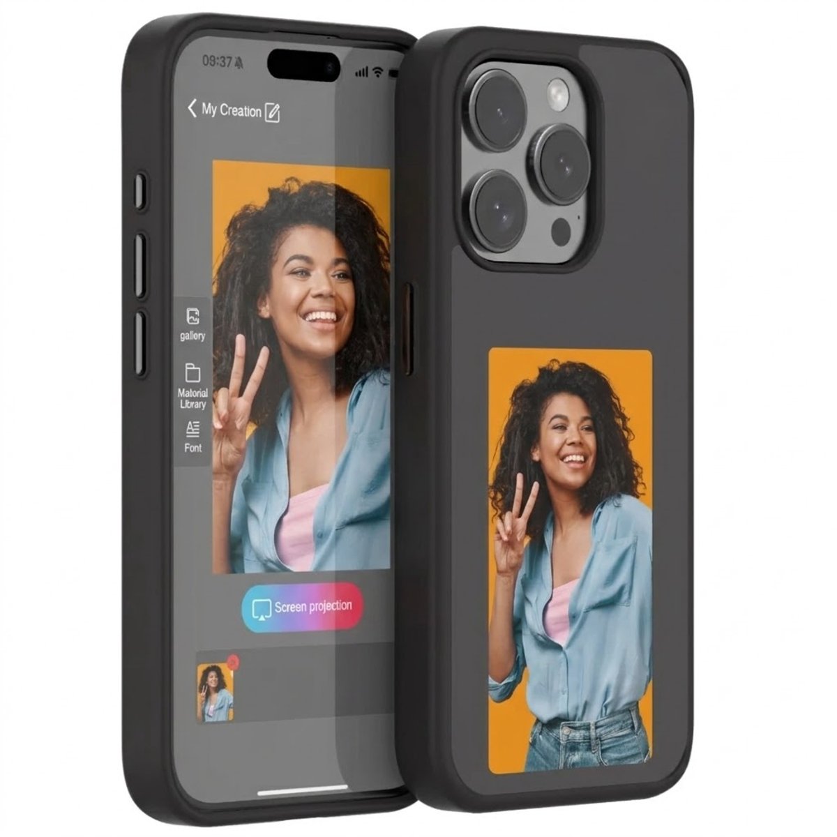 SnapCase - E-Ink Smart NFC Case Zwart - geschikt voor Apple iPhone 15
