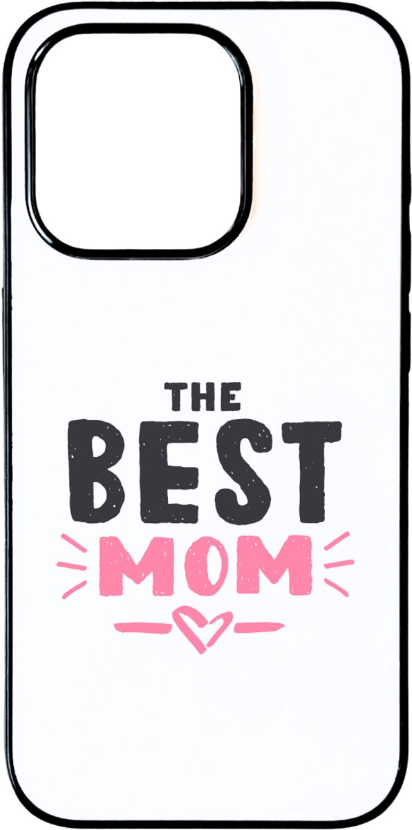 Hacebo® - The best mom met roze hartje telefoonhoesje - Moeder - Best mom - telefoonhoesjes - moederdag cadeautje - Cadeau voor mama - Verjaardag - Geschenk - Cadeau - Gift - hoesje geschikt voor iPhone 15 Pro