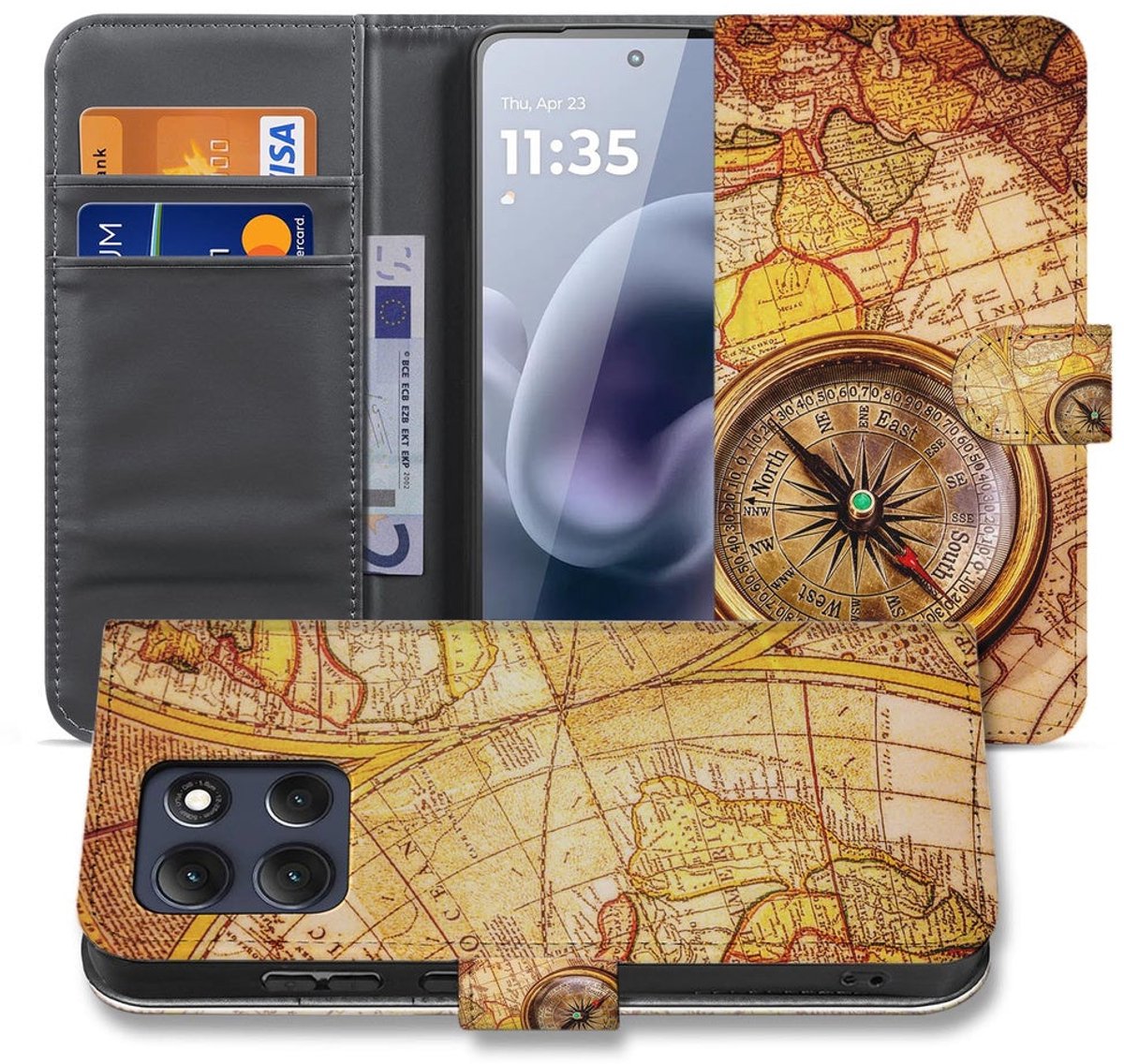 Motorola Moto G86 Book Case Hoesje Kompas
