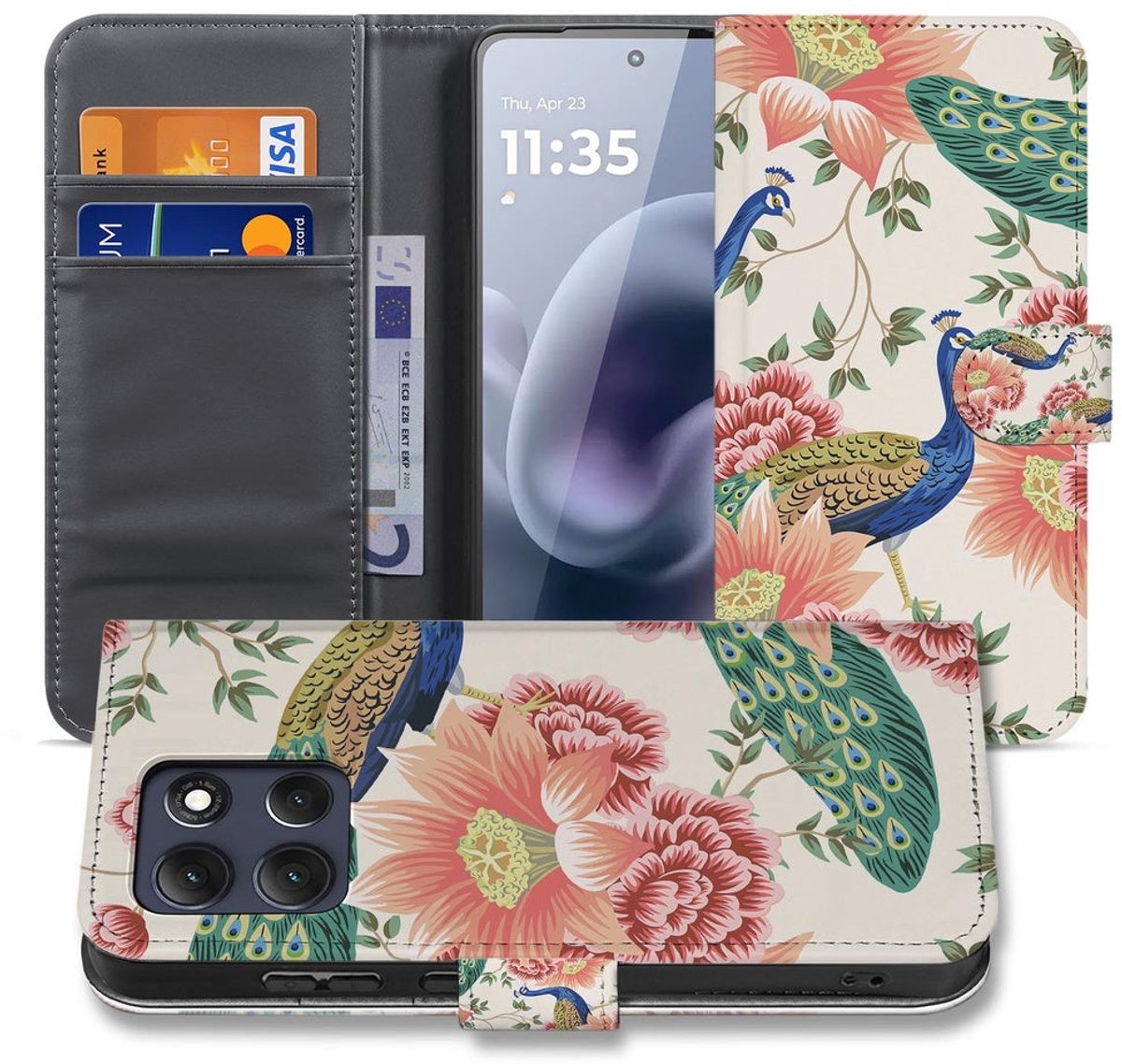 Motorola Moto G86 Portemonnee Hoesje Pink Peacock