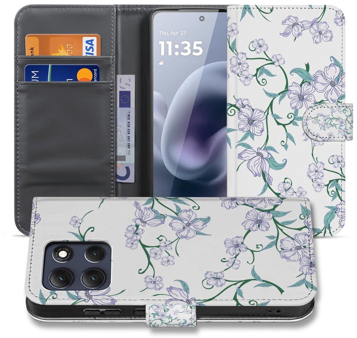 Book Case Hoesje Motorola Moto G86 Blossom White
