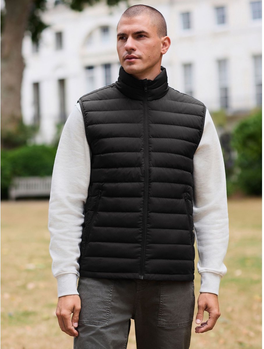 Donsgevulde opvouwbare ThermoGen-puffergilet Zwart