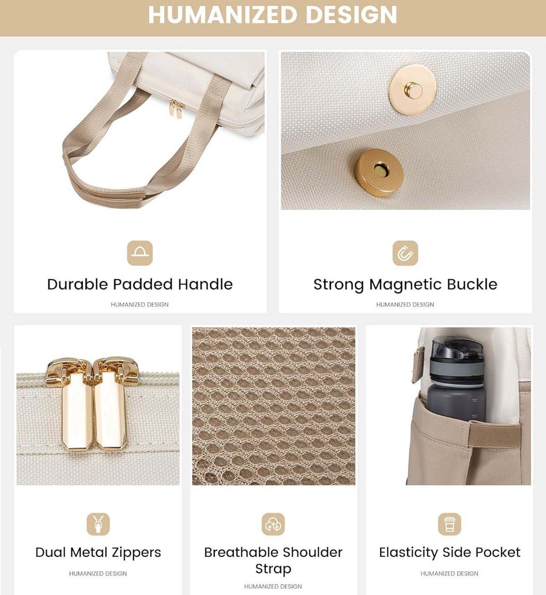 Impact Life Rugzak Dames Groot, Laptop Rugzak met Laptopvak 15 Inch, Reisrugzak Dames Waterdicht, Grote Handtas Rugzak Reizen, Schooltas Modern, Zakelijke Handbagage voor Reizen Vakantie Kantoor thumbnail 6