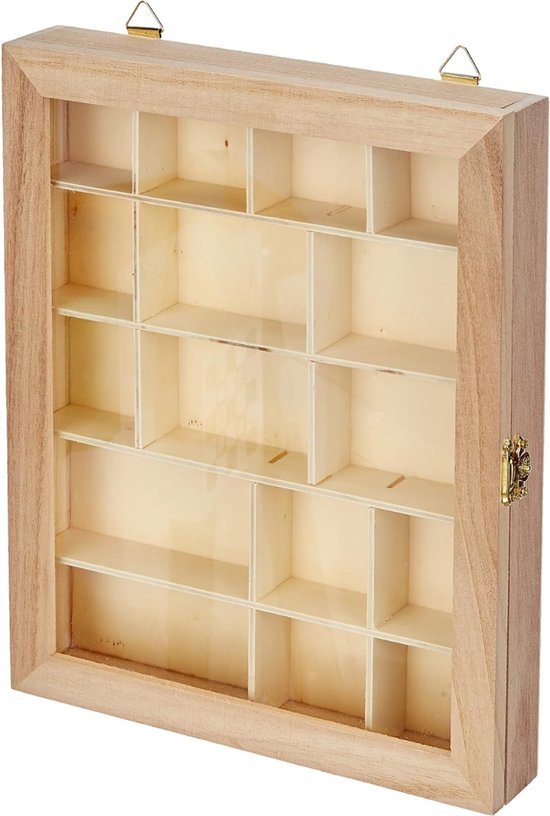 Florixa® Vitrinekast met Glas - Vitrinekast Hangend - Vitrinekast - Hout - 4x23x28cm